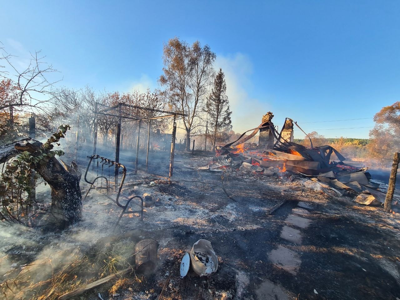 Крупный пожар уничтожил дом и дачу в Городищенском районе