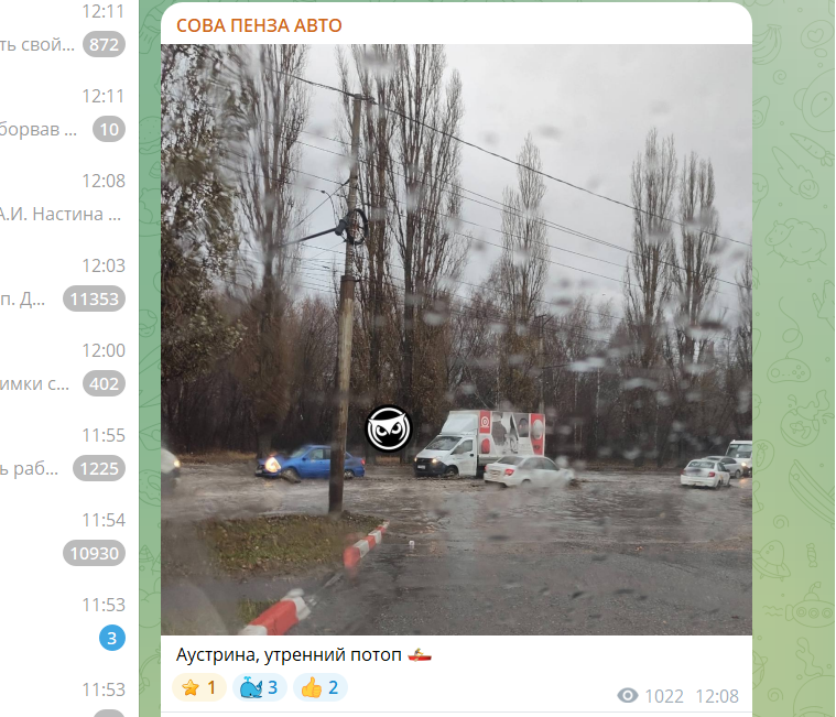 В Пензе из-за ливня уплыла улица Аустрина