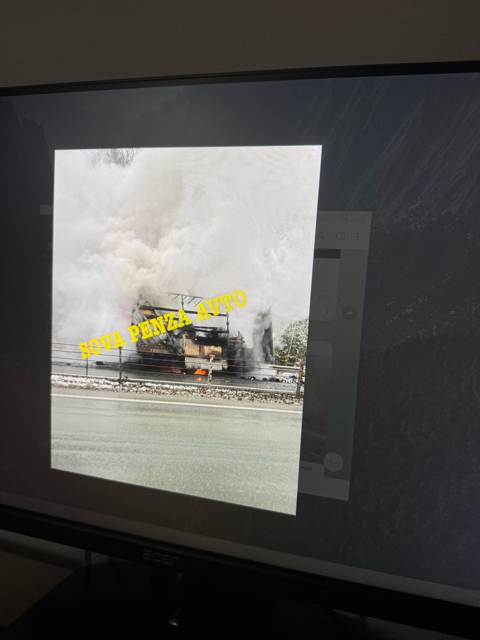 В Пензенской области на трассе М5 «Урал» заметили горящий грузовик