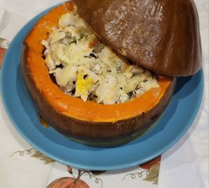 Индейка в кокосовом молоке, томлёная в тыкве