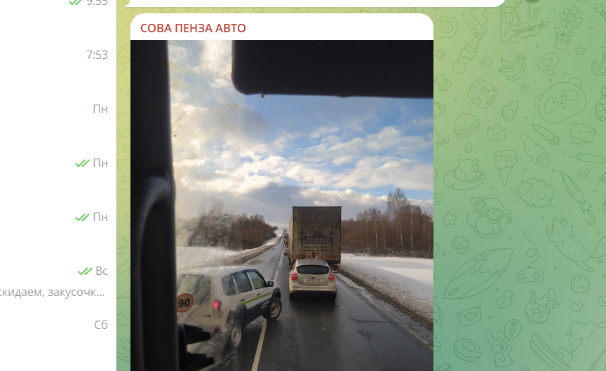 Федеральная трасса "Пенза — Тамбов" встала в глухую пробку