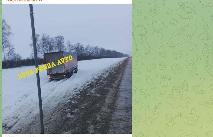 Фура съехала в кювет на трассе М5 в Пензенской области