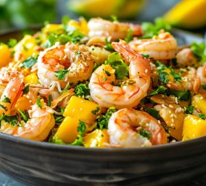 Креветки, манго и кокос: экзотический салат для гурманов