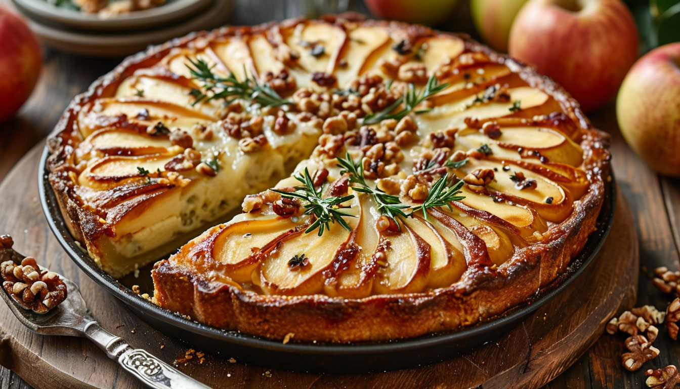 Пирог с грушей, горгонзолой и грецкими орехами