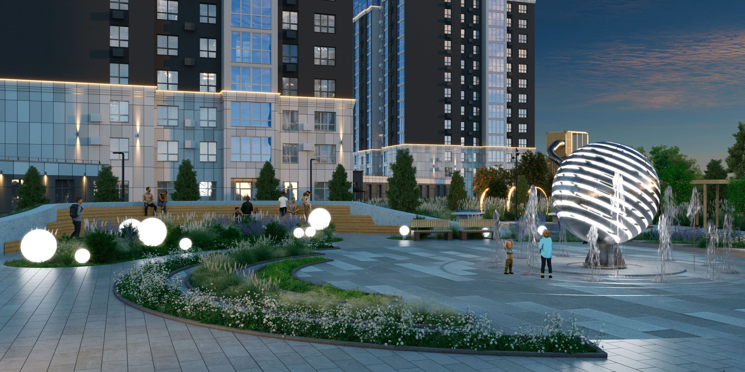 «Термодом» рассказал про двор с фонтаном и амфитеатром в Спутнике