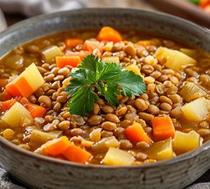 Суп с чечевицей и овощами в пост