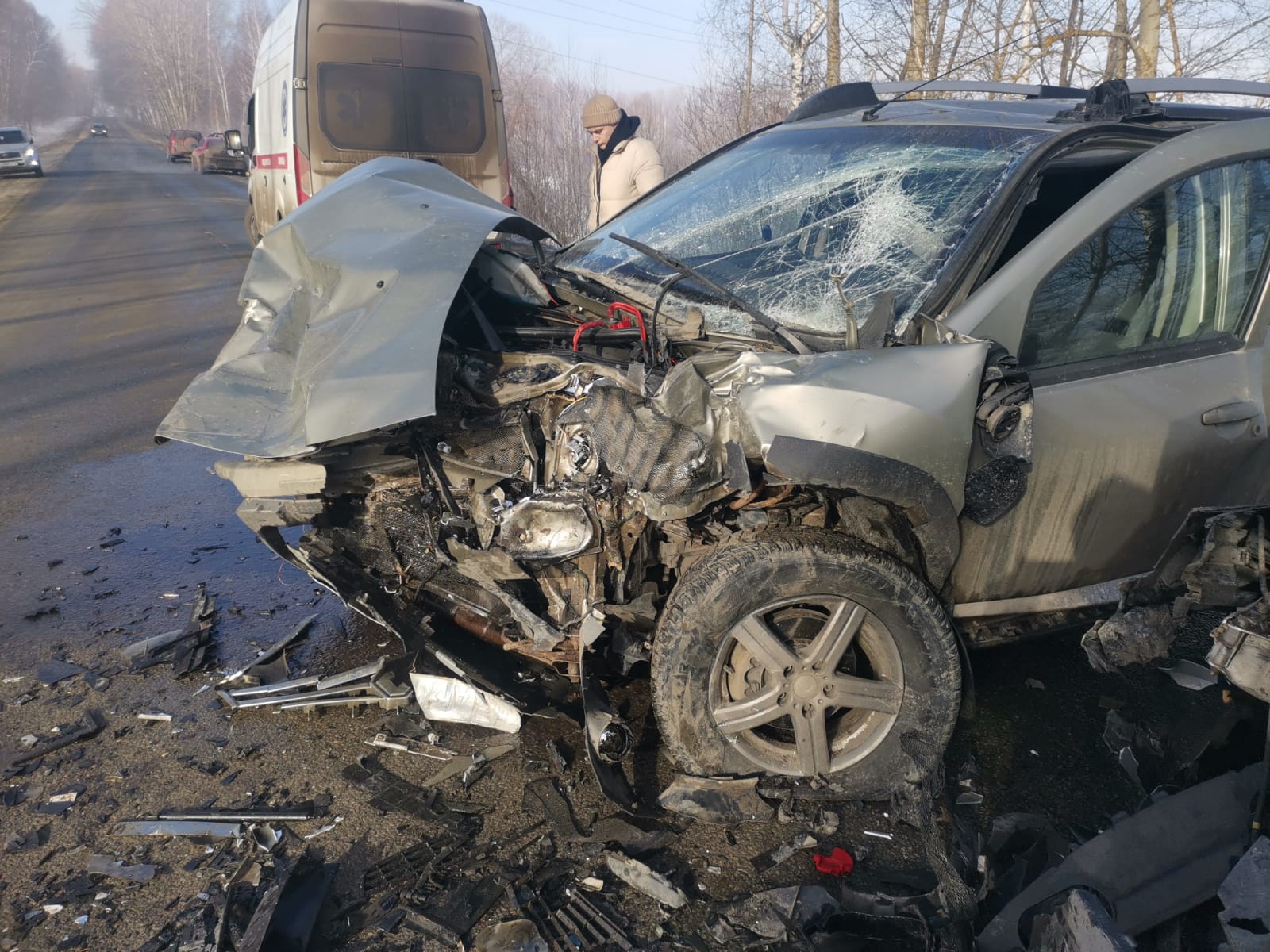 Пожарные ликвидировали последствия ДТП в Малой Валяевке