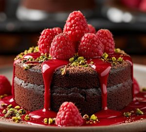 Изысканный шоколадный десерт с малиновым кули, который легко приготовить дома