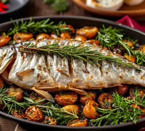 Запеченная рыба с хрустящей корочкой и ароматными травами