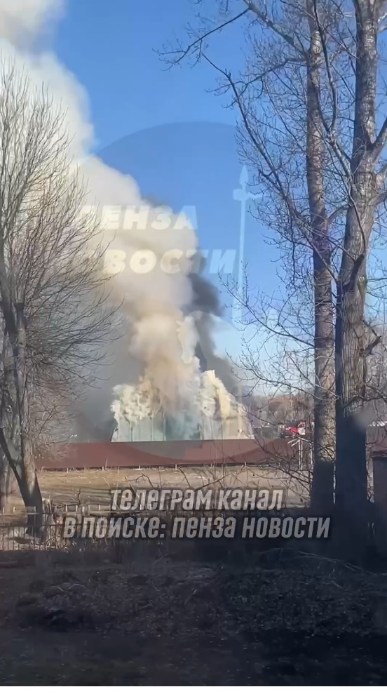 В Пензе на улице Аустрина сгорели автобус и ангар