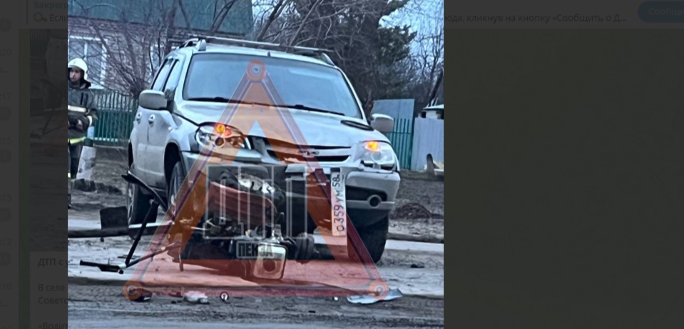 В Пензенской области столкнулись автомобиль и мотоблок, пострадал водитель