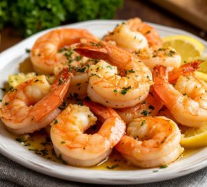 Креветки с чесноком, лимоном и пармезаном