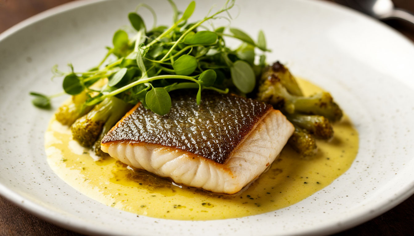 Филе сибаса с кремом из цветной капусты