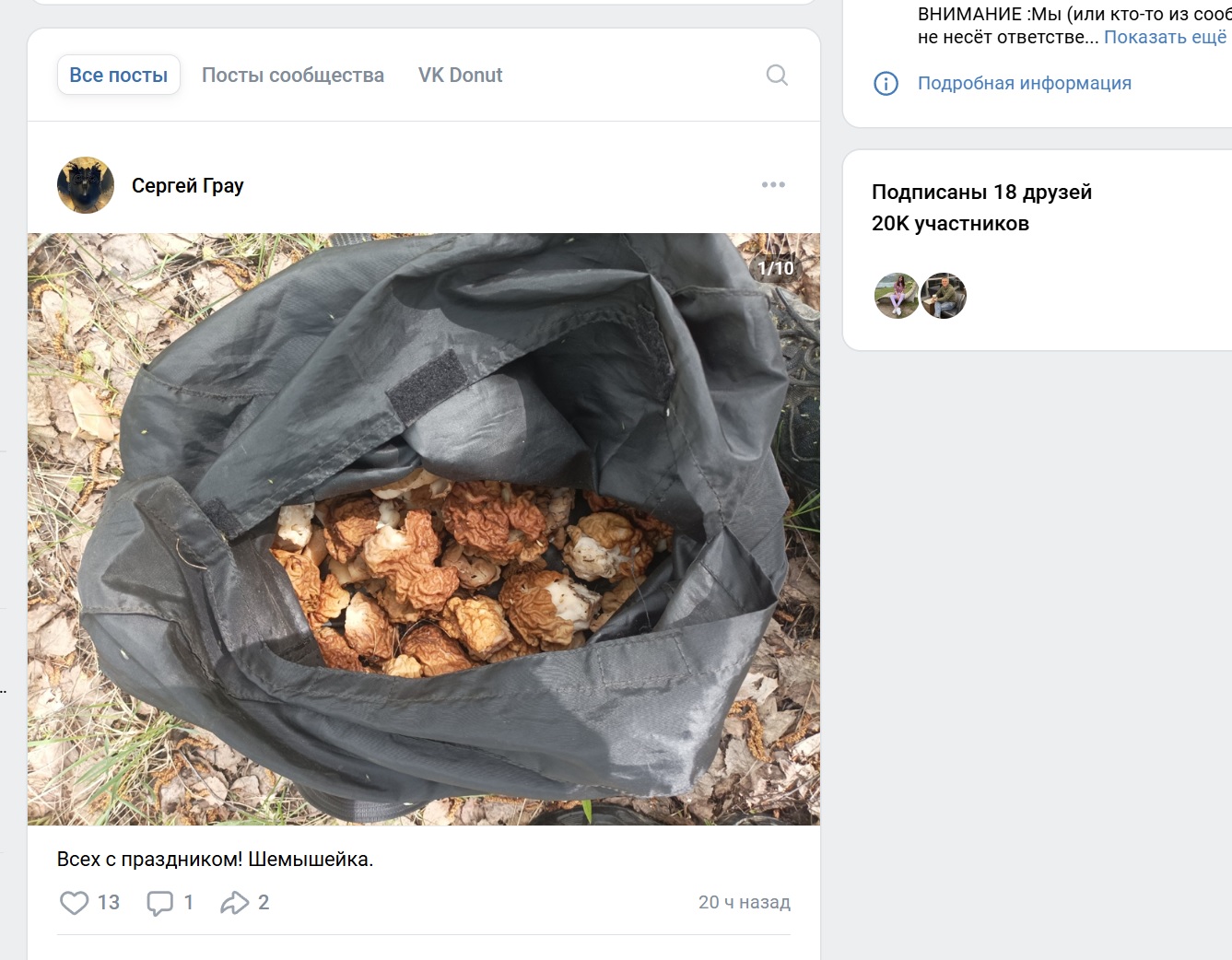 Пензенские грибники отметили 1 мая солидной добычей