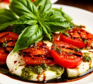Салат Капрезе с песто и бальзамической глазурью