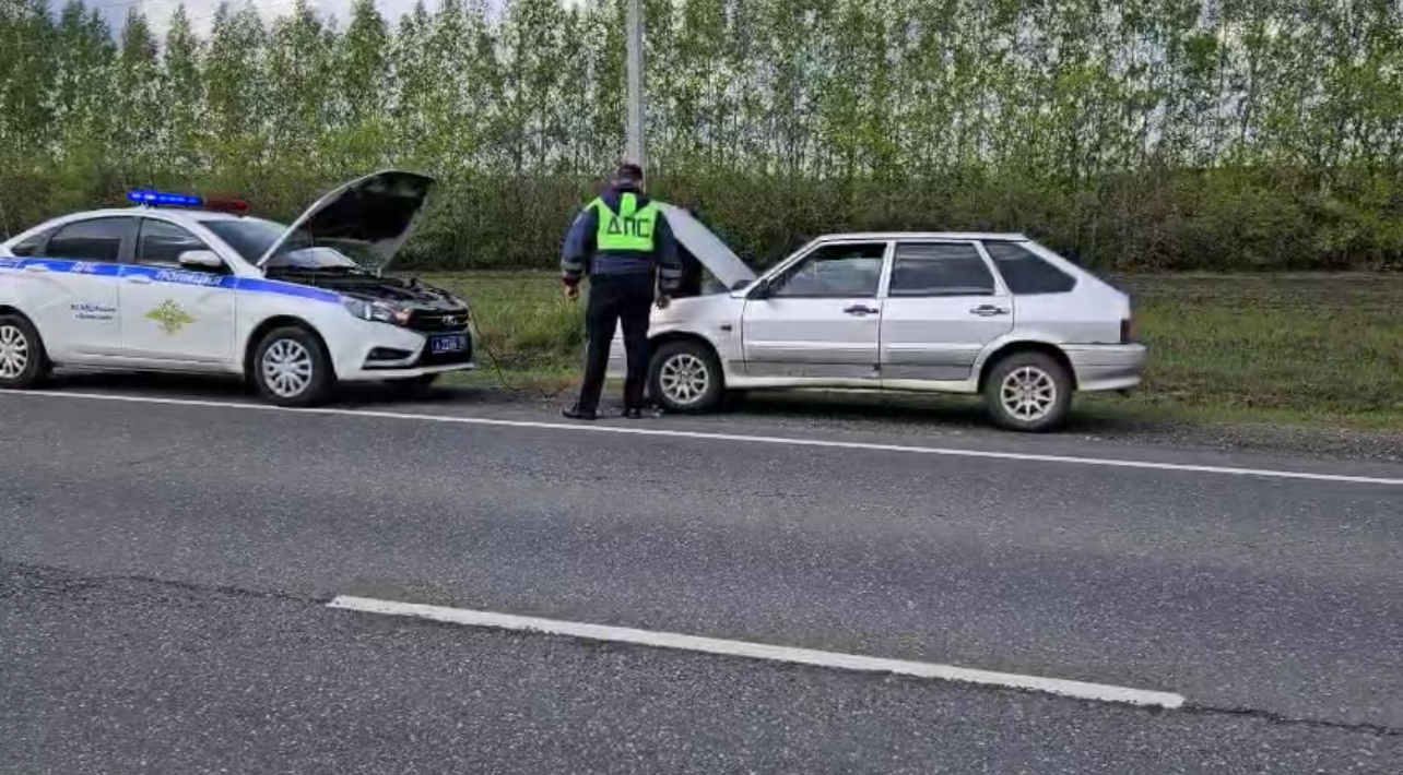 В Иссинском районе автоинспекторы помогли застрявшему на дороге водителю