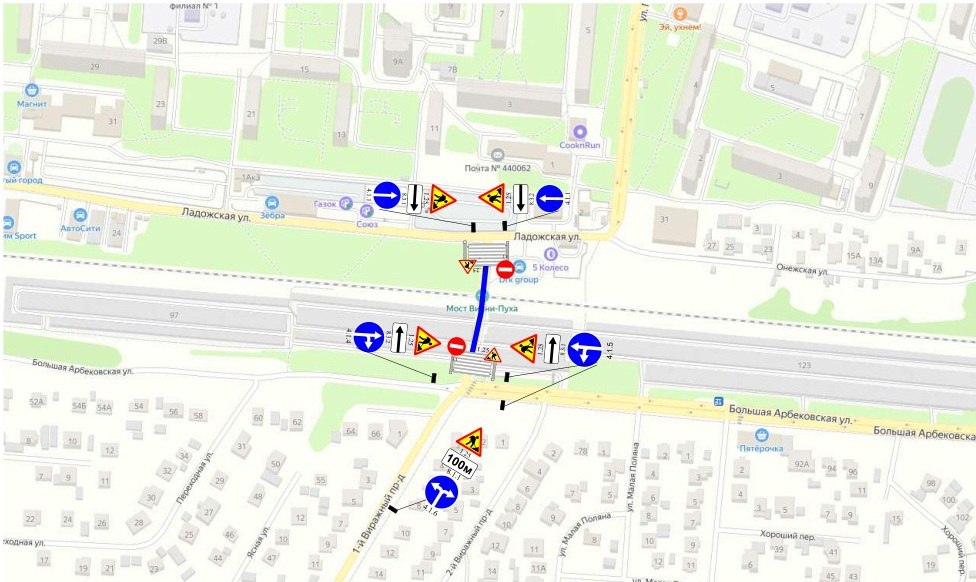 В Пензе перекроют движение под железнодорожным мостом на Большой Арбековской
