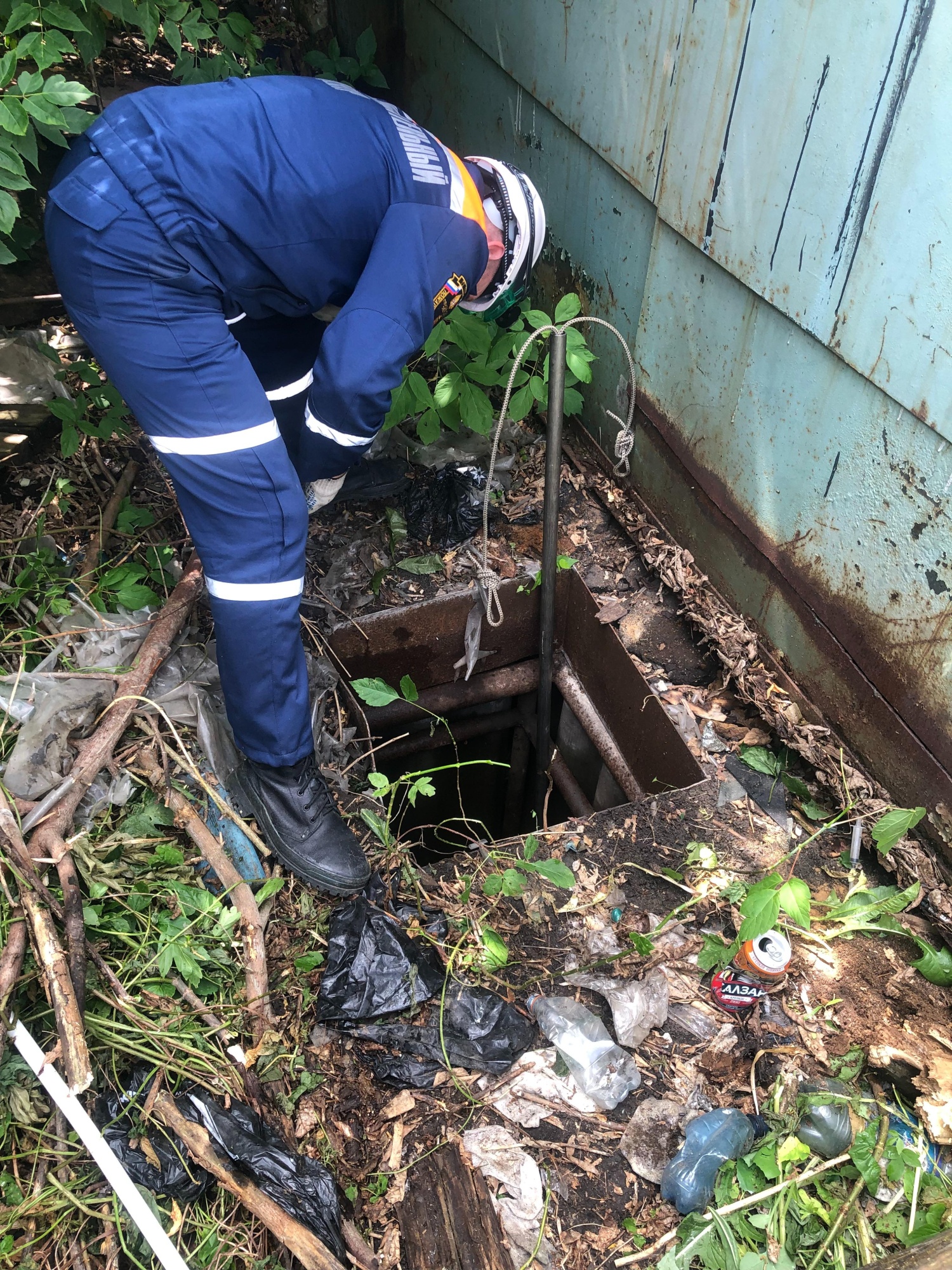 Четвероногий в беде: спасатели вызволили собаку из ямы в Пензе