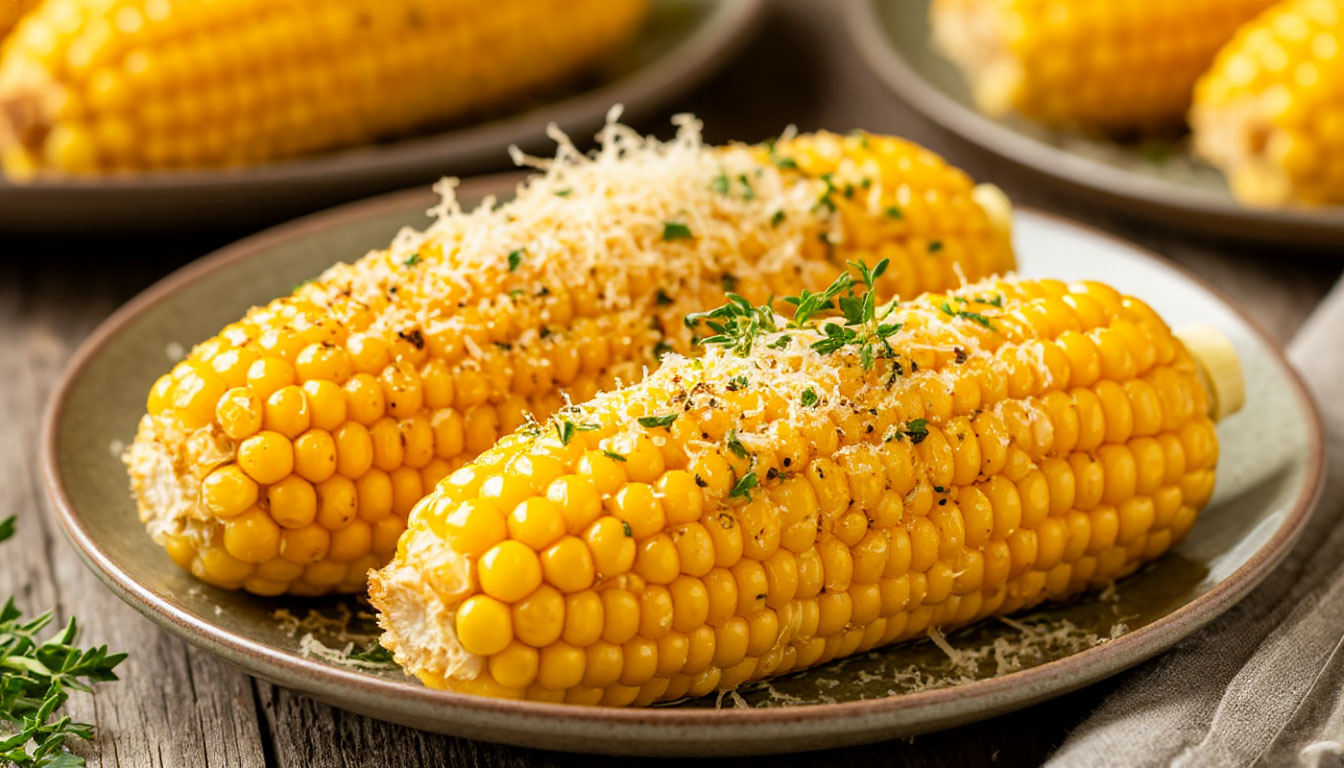 Запеченная кукуруза с ароматным маслом и пармезаном