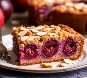 Сливовый пирог с миндальной крошкой