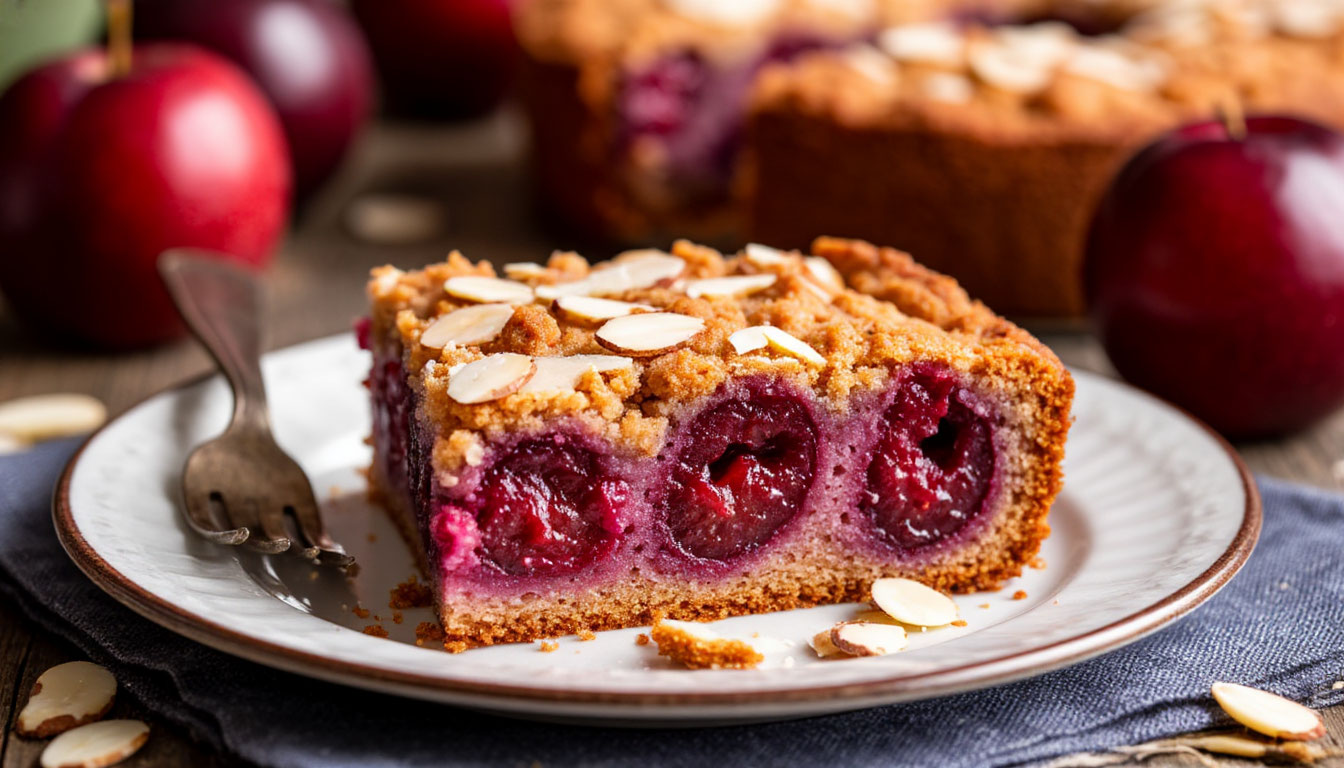 Сливовый пирог с миндальной крошкой