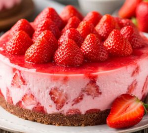 Нежный клубничный чизкейк без выпечки