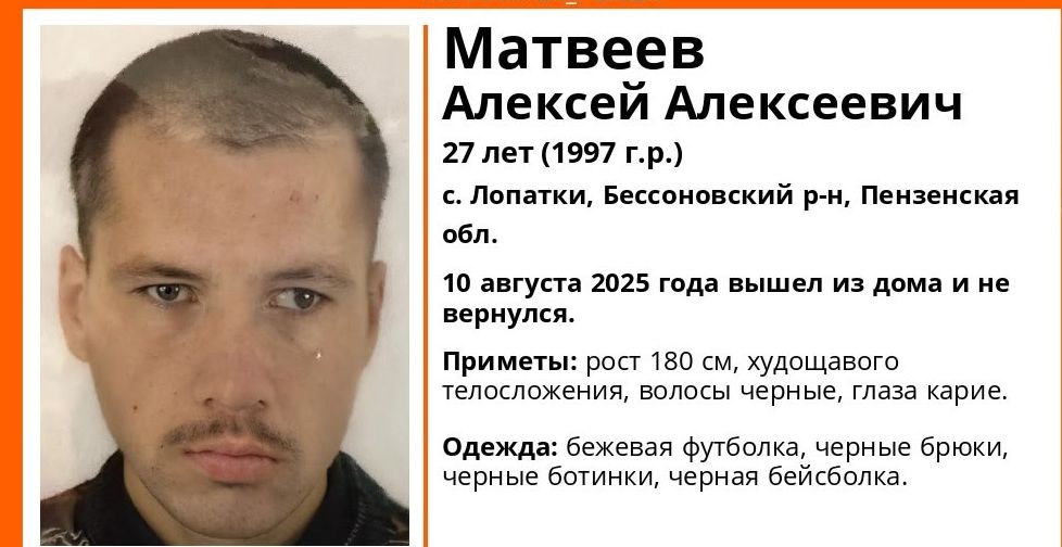 Нуждается в медпомощи: В Бессоновском районе пропал мужчина в черной бейсболке