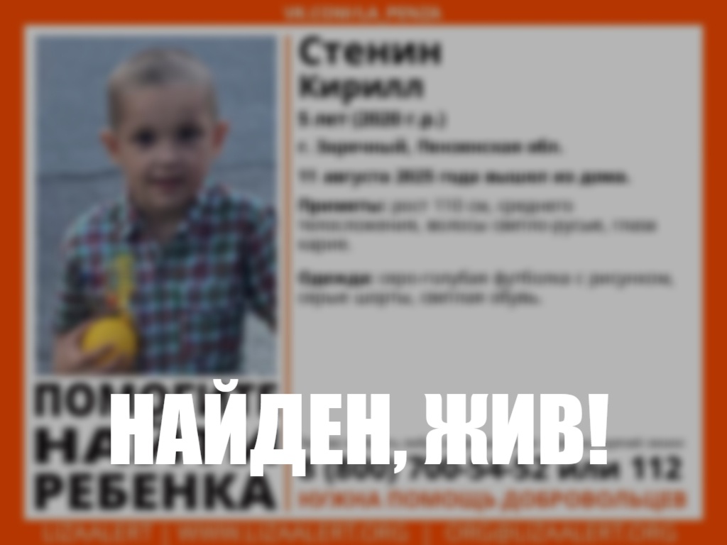 В Заречном завершились поиски пропавшего 5-летнего ребенка