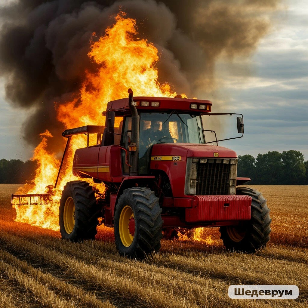 В Нижнеломовском районе загорелся комбайн, в МЧС назвали причину