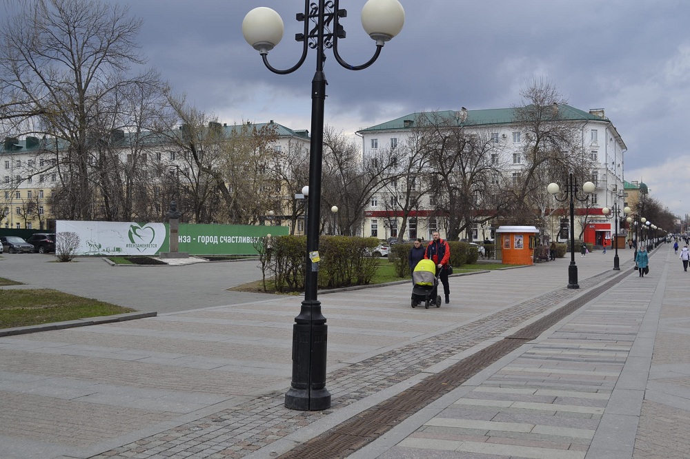 Жителей Пензы удивило удобрение землей столбов на улице Московской