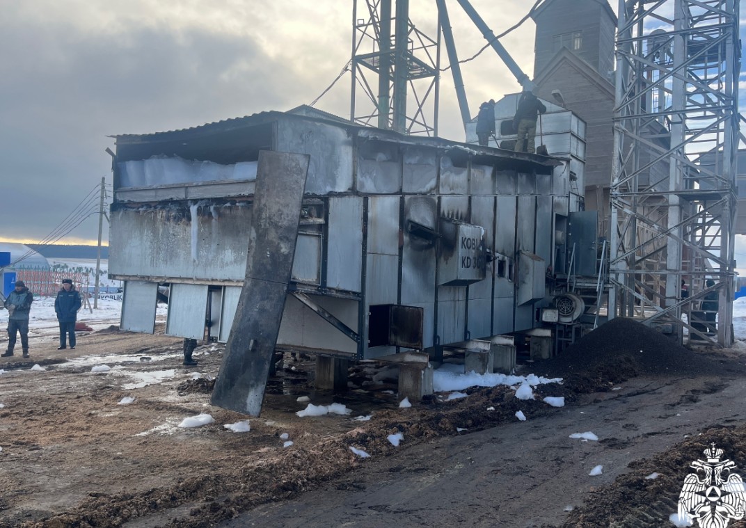 В Кузнецком районе снова загорелась зерносушилка 19 декабря