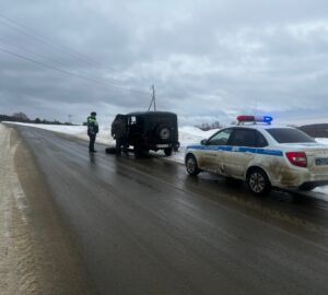 Сотрудники ГИБДД помогли водителю с пробитым колесом в Никольском районе